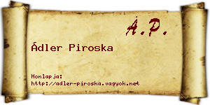 Ádler Piroska névjegykártya